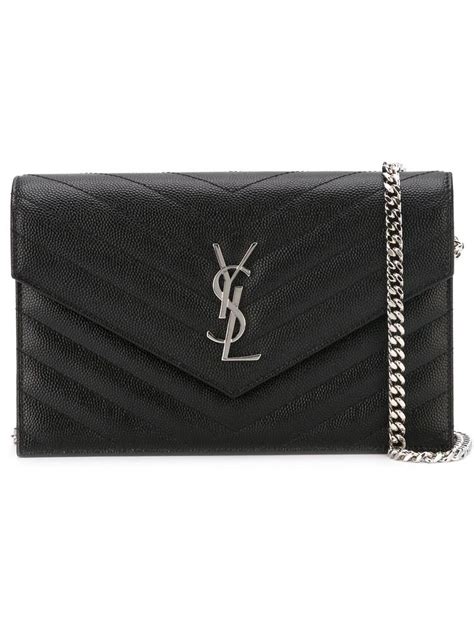 ysl black monogram chain wallet|ysl monogram quilted wallet.